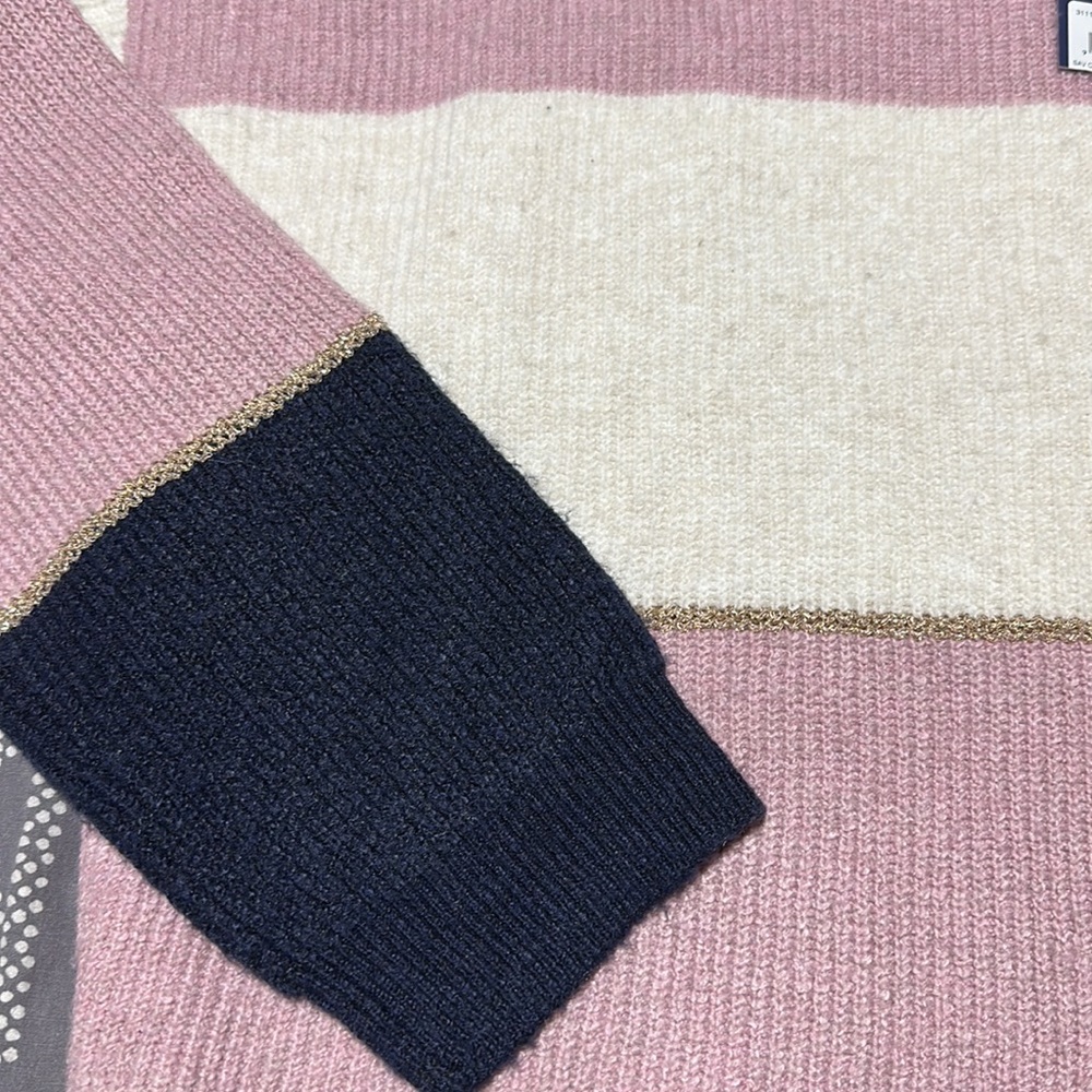 NWT SAVANNAH Ladies Size M Colour Block Jumper Rose Stripe ROSE BLUSH/NAVY - Picture 6 of 8